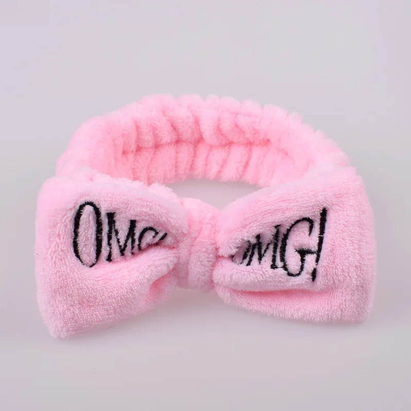 Top Trends: OMG Letter Coral Fleece Hairbands For Women Girls Soft Bow Headbands Face Wash Makeup Hair Hoop Female SPA Bath Hair Accessories Shoppable Styles - Image 3