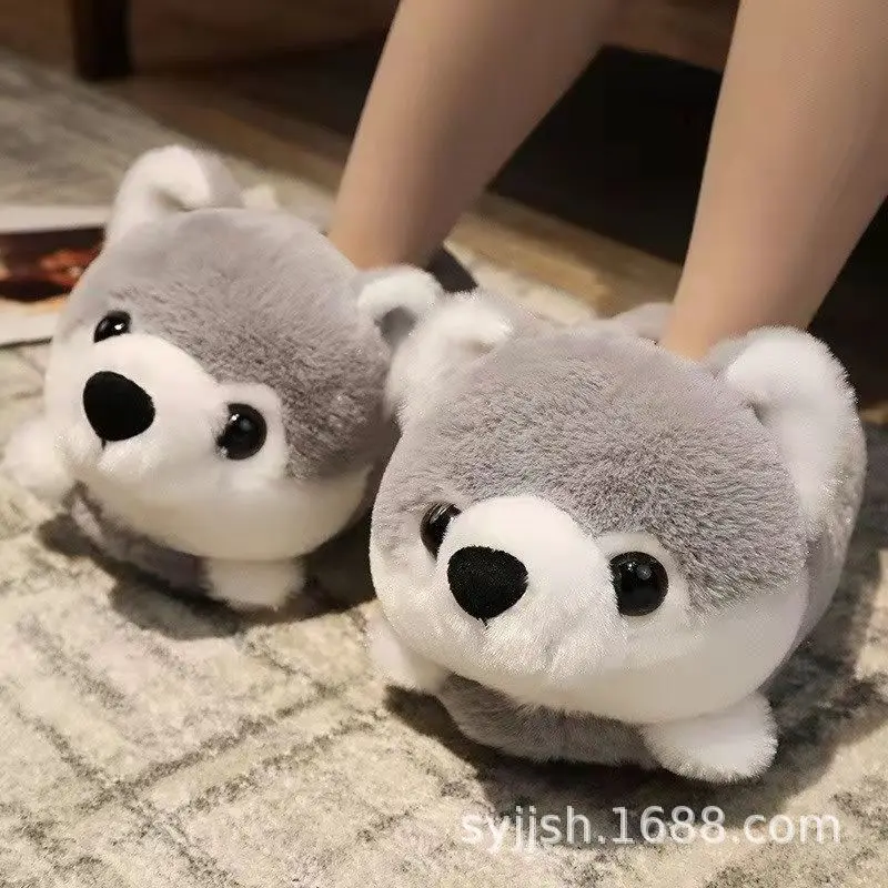 Top Trends: Funny Siberian Husky Slippers Women&#039;s Girls Indoor Cartoon Designer Furry Unicorn Slippers Unisex Home Fur Shark Shoes Warm Shoppable Styles