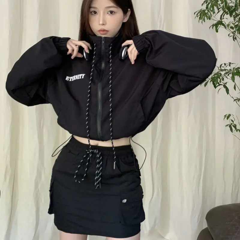 Top Trends: Deeptown Black Windbreaker Jackets Women Gorpcore Outdoor Y2k Kpop Zip Cropped Jacket Korean Fashion Streetwear Hippie Harajuku Shoppable Styles - Image 5