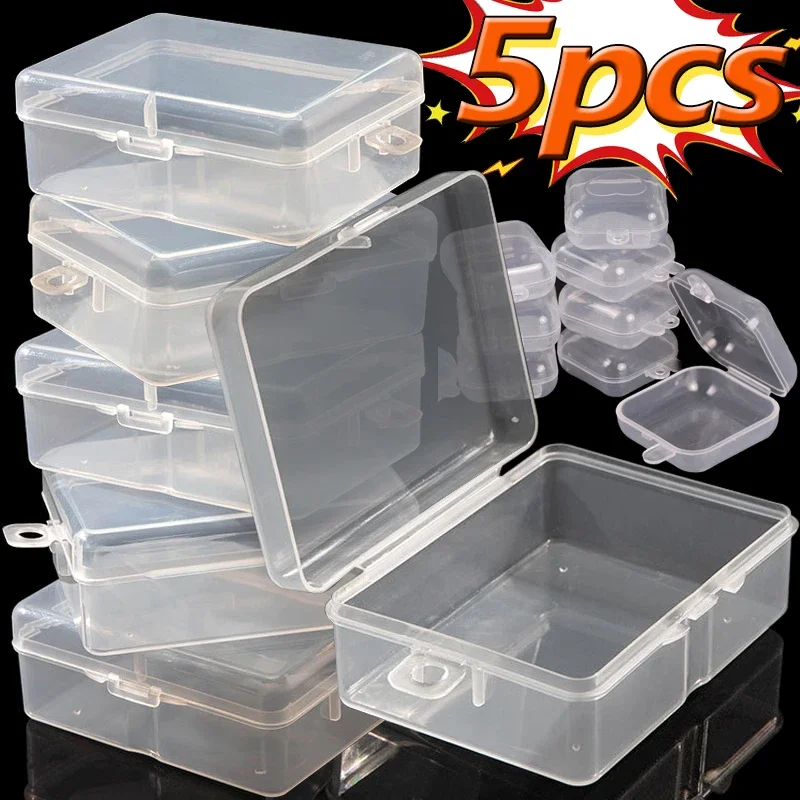 Top Trends: 1 / 5pcs Square Plastic Storage Box Transparent Acrylic Flip Cover Dustproof Mini Case Pill Jewelry Packaging Display Container Shoppable Styles