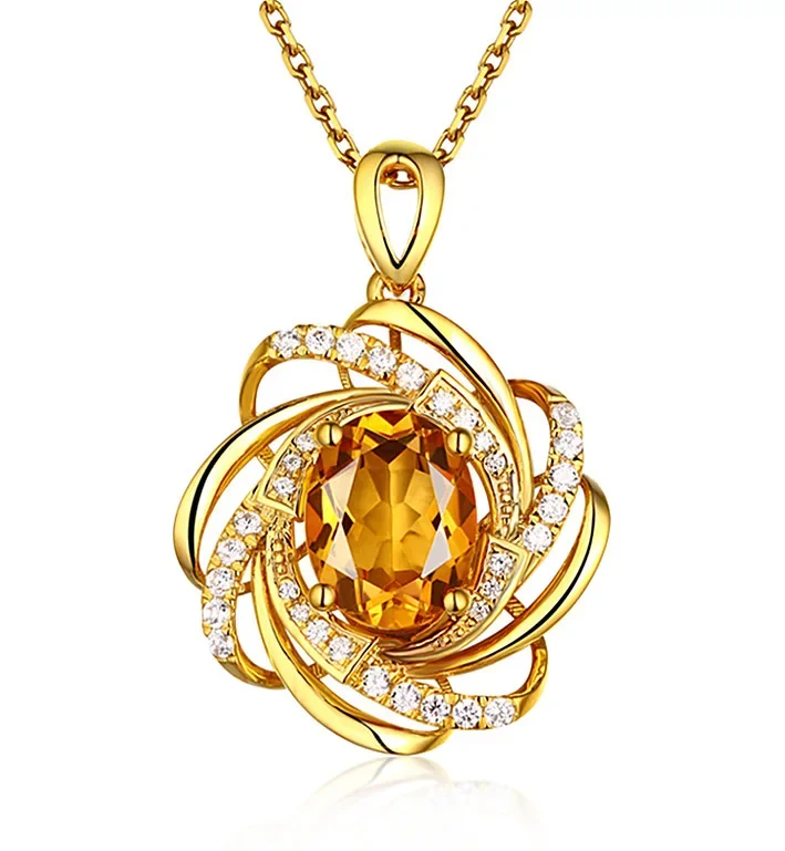 Top Trends: Real 18K Gold 2 Carats Topaz Pendant Women Luxury Yellow Gemstone 18 K Gold Necklace Crystal Jewelry Pendant Womens Accessoires Shoppable Styles