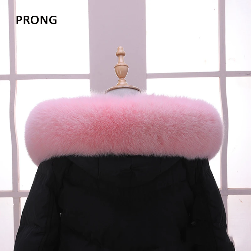 Top Trends: 100% Real Fox Fur Collar Coat Hood Fur Strip Winter Coat Jacket Fur Collar For Women Female Neck Cap Long Warm Genuine Fur Scarf Shoppable Styles - Image 3