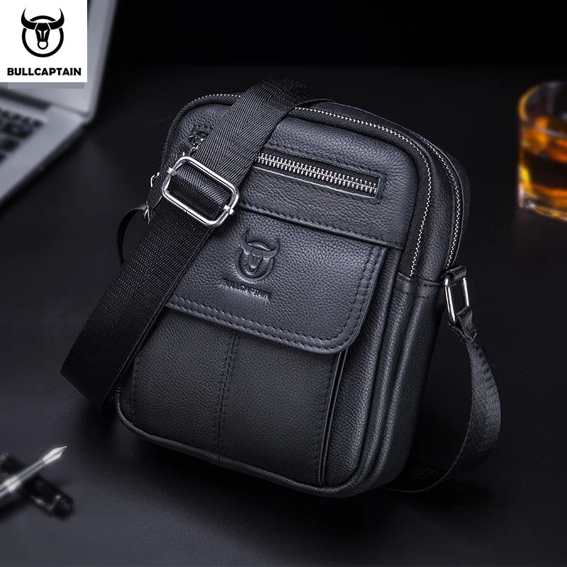 Top Trends: Bullcaptain Casual Men's Shoulder Bags Business Messenger Bag High-Quality Men's Cow Leather Bag's Mini Large Capacity Pocket Shoppable Styles