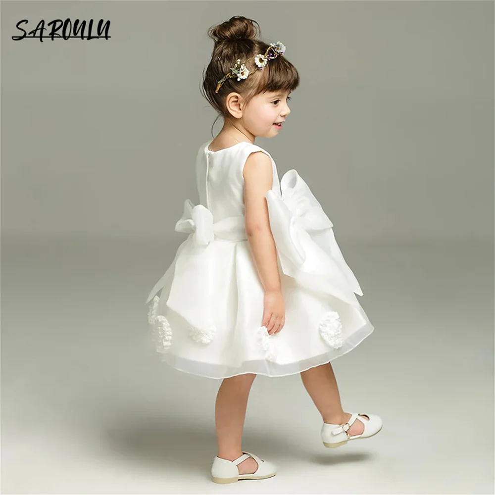 Top Trends: Beach Square Neck Above Knee Girl Dress Elegant 3D Flower Sleeveless Dress For Kids Romantic Vestidos De Novia Shoppable Styles - Image 4