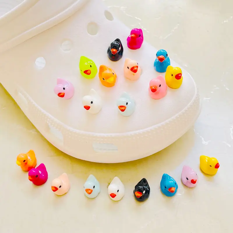 Top Trends: New 1Pcs Colorful Crystal Duck Shoe Button Charms Children Lovely Shoe Buckle Accessories For Wristband Croc Jibz Kid Party Gift Shoppable Styles