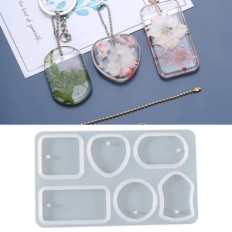 Top Trends: 1 / 6 / 10pcs Keychain Pendant Silicone Mold Set Diy Round Rectangle Crystal Epoxy Resin Mold Pendants Jewelry Making Casting Mould Shoppable Styles