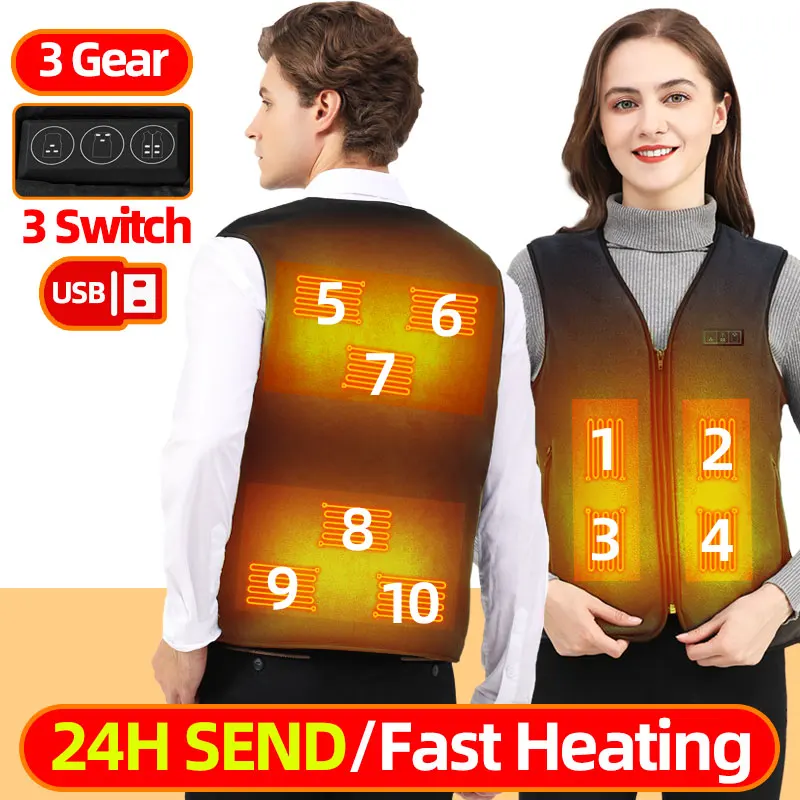 Top Trends: 10 Areas Heated Vest Men Women Usb Electric Self Heating Vest Warming Waistcoat Heated Jacket Washable Thermal Heated Clothes Shoppable Styles