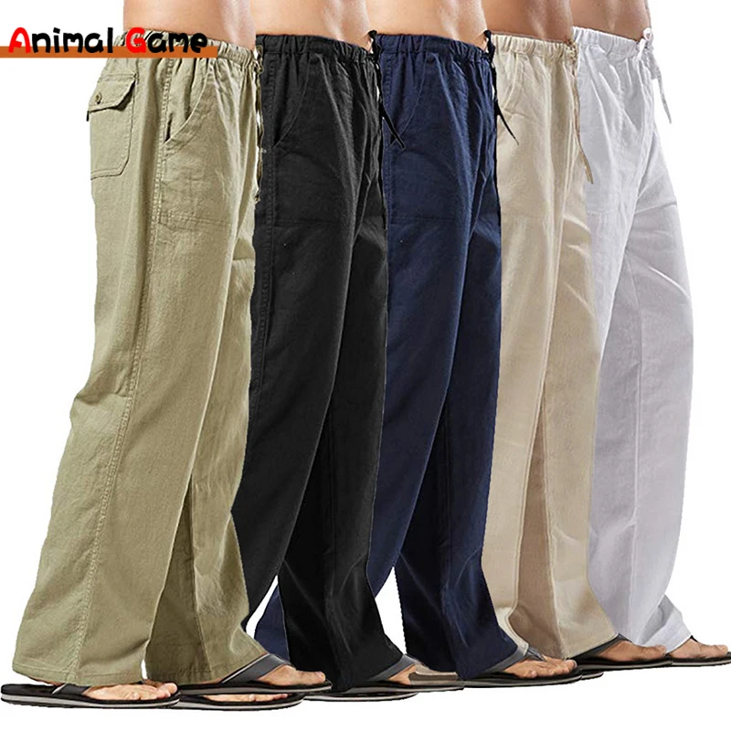 Top Trends: New Loose Linen Wide Men Pants Trousers Oversize Linens Streetwear Male Spring Yoga Pants Casual Men Clothing Sweatpants Shoppable Styles