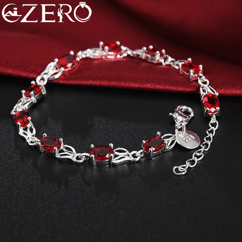 Top Trends: New Luxury Red Crystal 925 Sterling Silver Bracelet For Woman Fashion Brands Noble Jewelry Party Wedding Accessories Gifts Shoppable Styles