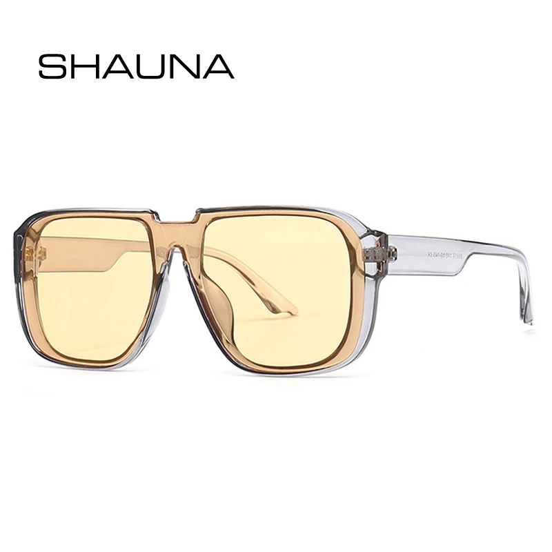 Top Trends: SHAUNA Retro Square One Piece Sunglasses Men Mirror Shades UV400 Flat Top Men Fashion Sun Glasses Shoppable Styles