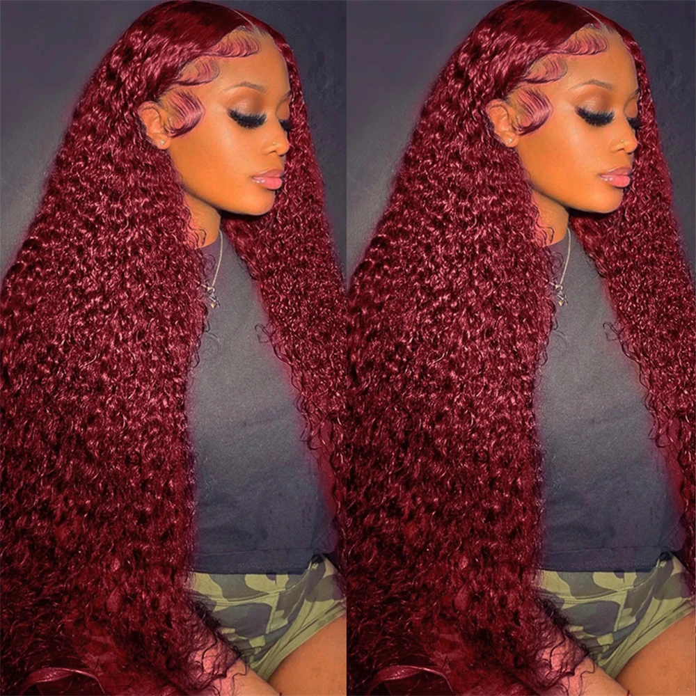 Top Trends: 99J Red Wig Burgandy Curly Lace Frontal Human Hair Wigs 13x6 HD Lace Front Wig Transparent Deep Wave 13x4 Colored Glueless Wig Shoppable Styles