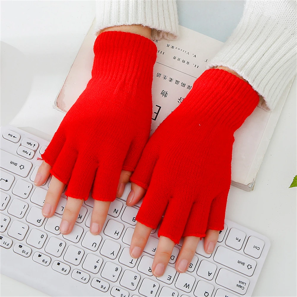 Top Trends: Men And Women Lovers Pure Color Acrylic Knitted Warm Half Gloves Students Write Office Work Gloves ST-060 Shoppable Styles