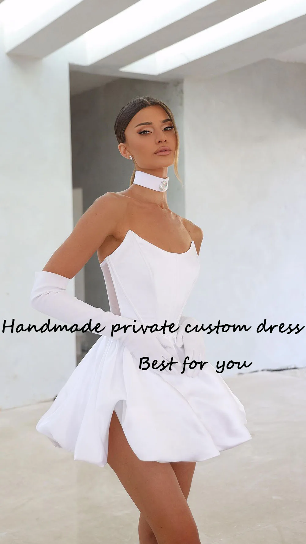 Top Trends: White Short Wedding Party Dresses Draped Satin Scoop Neck Bridal Gowns Sexy Mini Evening Party Gowns Lace Up Back Shoppable Styles - Image 2