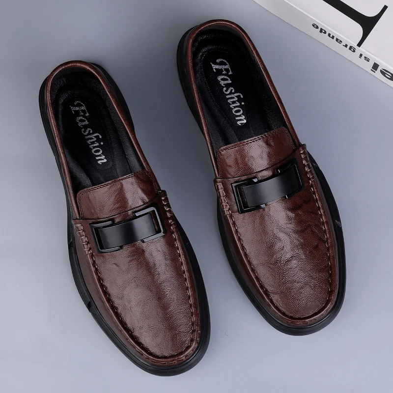 Top Trends: Men's Loafers Wear-resistant Massage Soles Men's Business Shoes Hollowed Out And Breathable Men's Genuine Leather Casual Shoes Shoppable Styles