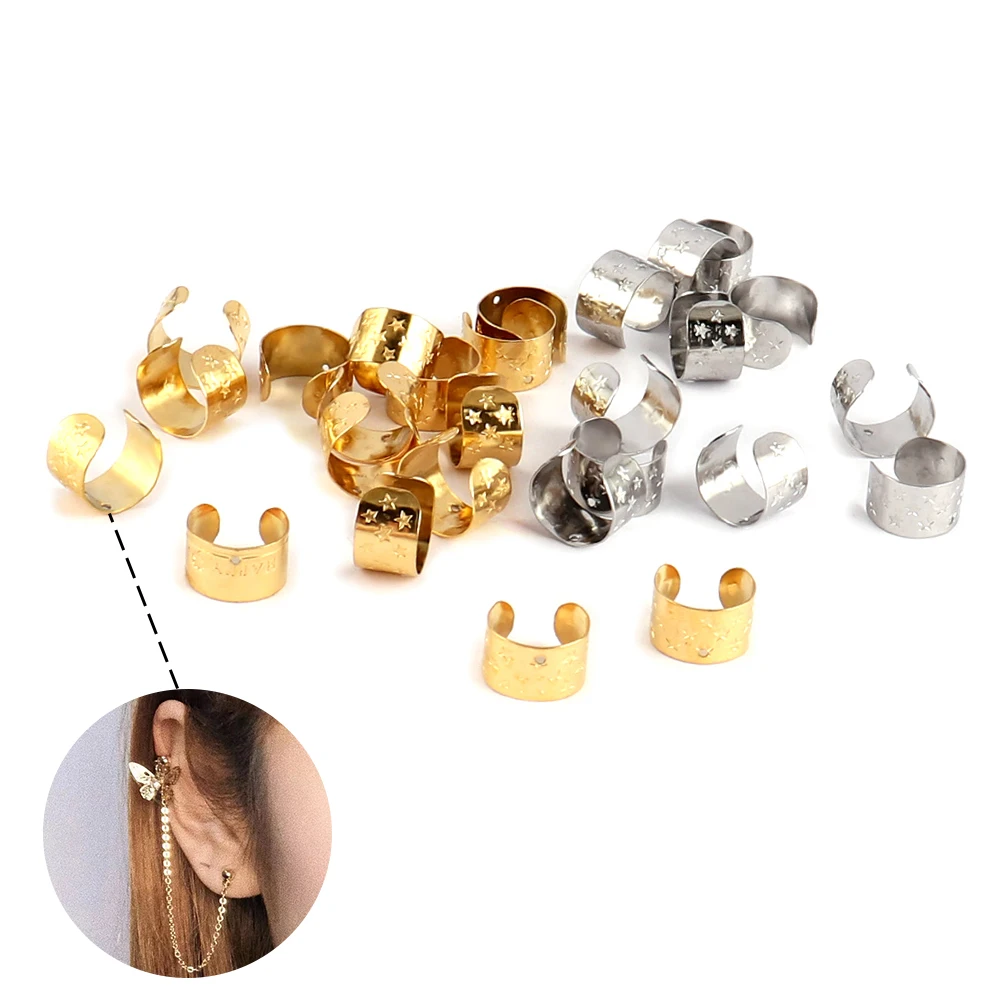 Top Trends: 10pcs / lot DIY Earring Clips Stainless Steel Earrings Findings For Jewelry Making Supplies Ear Cuffs Wrap Earrings Cartilage Cuff Shoppable Styles