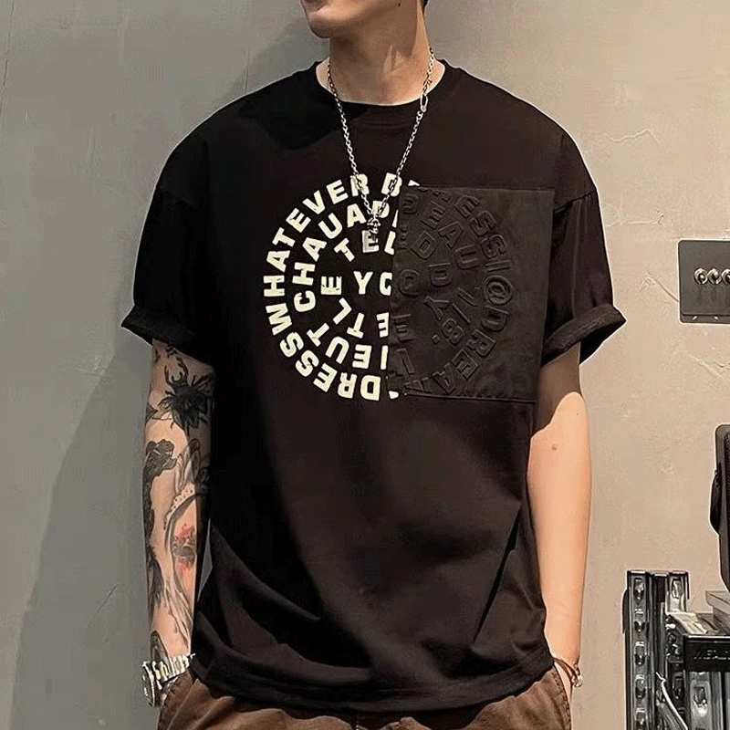 Top Trends: 2023 New Men's Clothing Summer Fashion Casual Korean Version Youth Trend Round Neck Letter Printed Loose Cotton Commute T-shirt Shoppable Styles