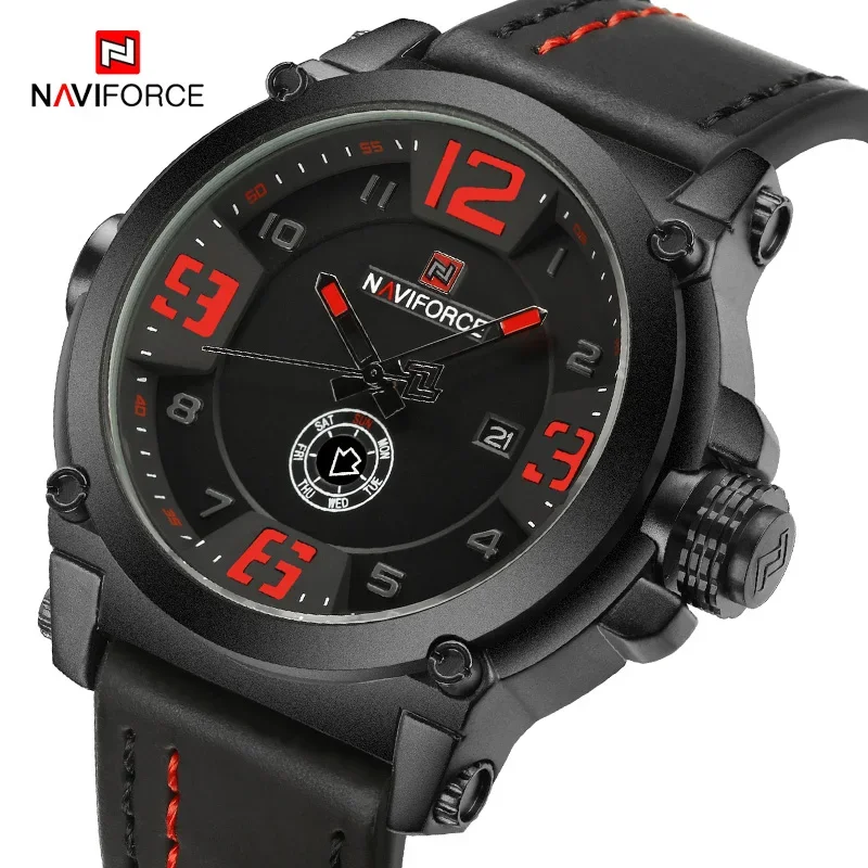 Top Trends: NAVIFORCE Military Sport Watches For Men Original Waterproof Day And Date Display Wristwatches Leather Clock Relogio Masculino Shoppable Styles - Image 6