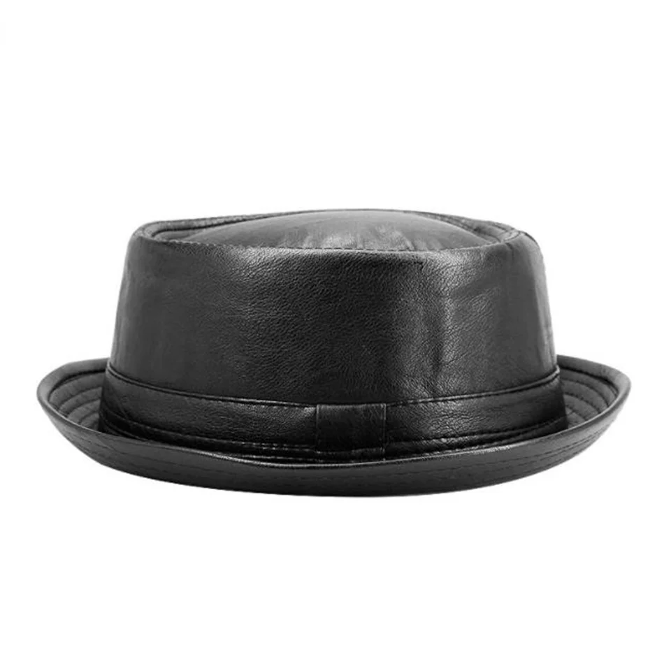 Top Trends: New Fashion Men Black Leather Trilby Hat Male Fedora Cap Retro Women Autumn Brand Porkpie Caps Men's Vintage Jazz Hats Shoppable Styles