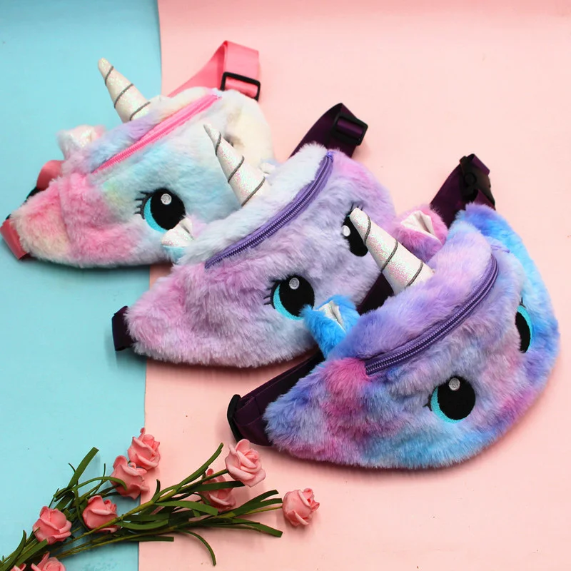 Top Trends: Cute Unicorn Children's Fanny Pack Girls Waist Bag Kids Plush Toys Belt Gradient Color Anime Cartoon Coin Purse Travel Chest Bag Shoppable Styles