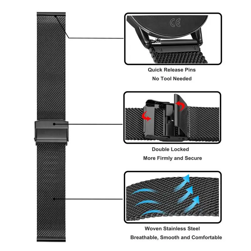 Top Trends: Mesh Stainless Steel Metal Strap For Samsung Galaxy Watch 5 4 44mm 40mm 45mm / Watch4 Classic 46mm 42mm SmartWatch Watch4 Correa Shoppable Styles - Image 3