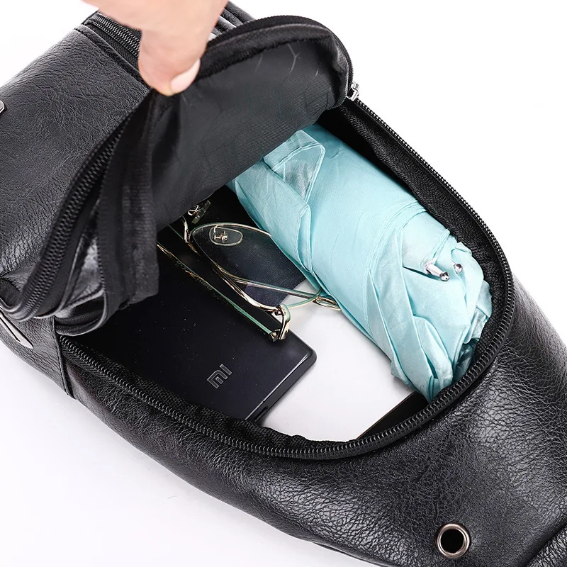 Top Trends: 2023 New Men's Large Capacity Crossbody Bag Casual Versatile Men's Chest Bag Business Retro PU Leather One Shoulder Men's Bag Shoppable Styles - Image 2