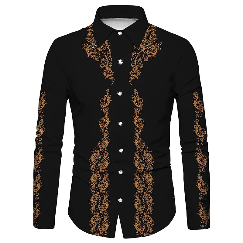 Top Trends: Men's Top Shirt Western Cowboy Tribal Trend Fashion Casual Party High Quality Material 2023 New Suit Lapel Long Sleeve Shoppable Styles