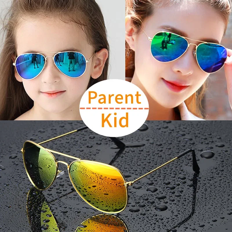 Top Trends: Parent-child Round Frame Sunglasses Kids Adults Vintage UV400 Shades Eyewear Unisex Children Outdoor Travel Pilot Sun Glasses Shoppable Styles