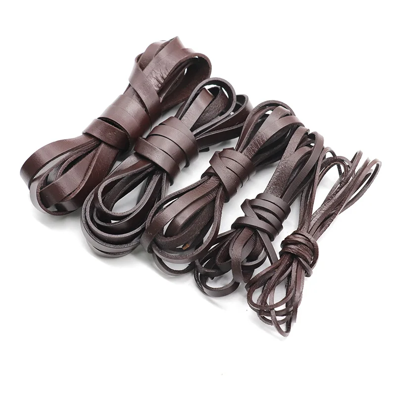 Top Trends: 1 / 2meters Flat Round Genuine Cow Leather Cords Vintage Brown 3 / 4 / 5 / 6 / 8 / 10mm Leather Rope String For Bracelet Jewelry Making Shoppable Styles - Image 5