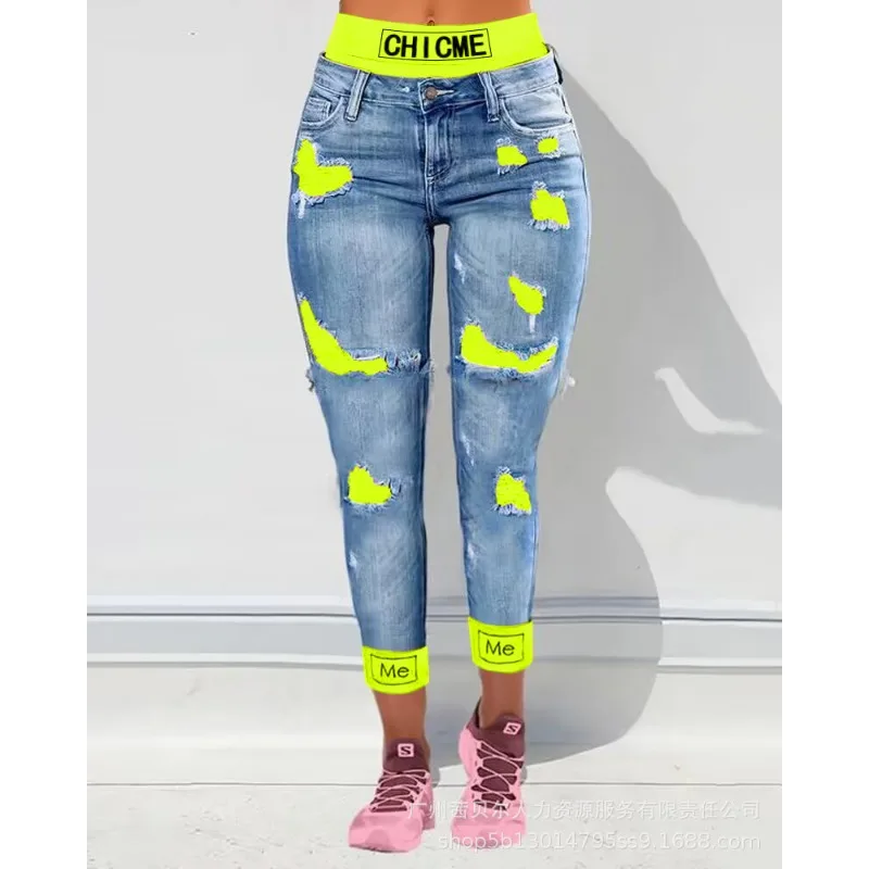 Top Trends: 2023 Y2K INS Clothes Vintage Elastic High Waist Bodycon Boyfriend Denim Pants For Women Patchwork Cutout Ripped Jeans For Women Shoppable Styles