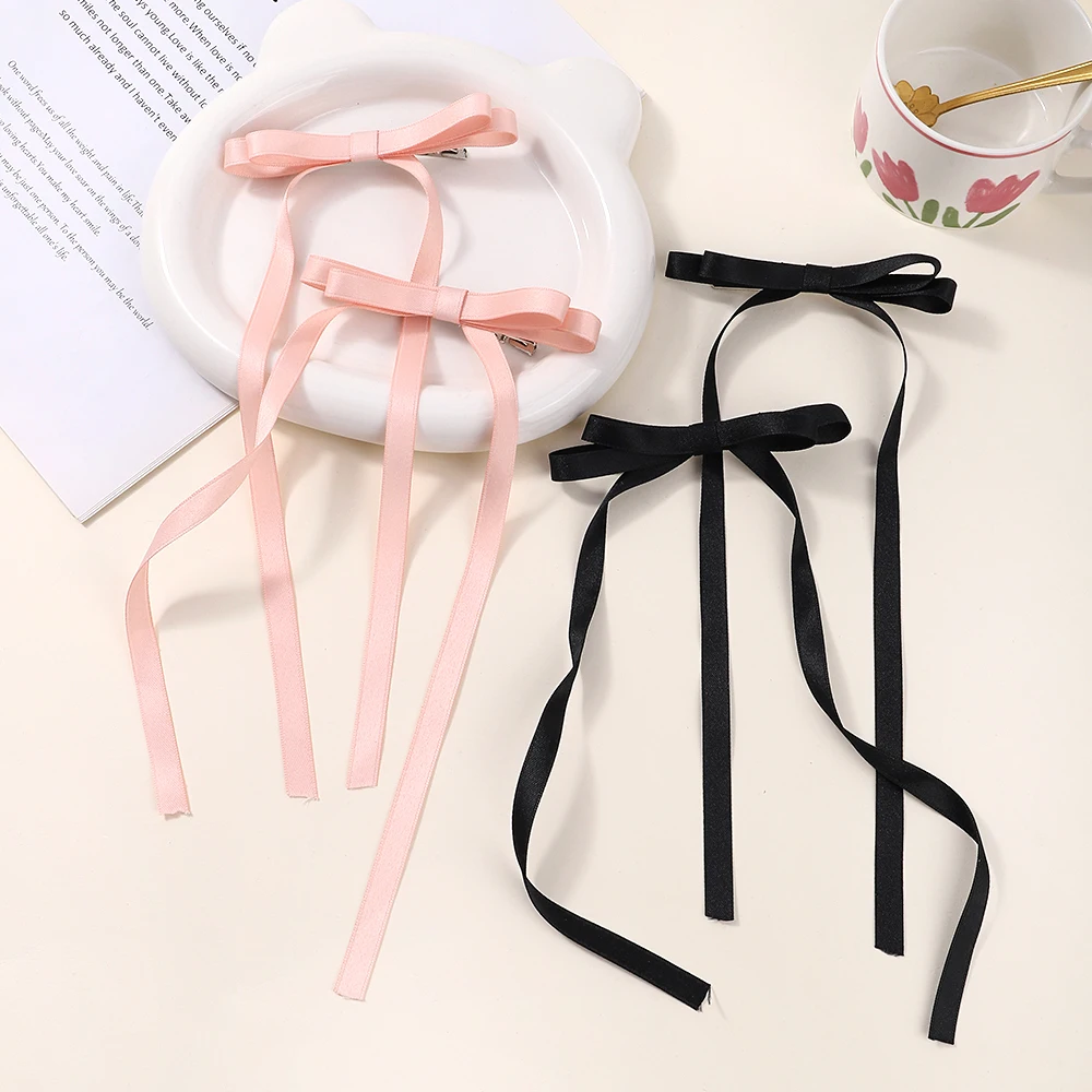 Top Trends: 2 / 1Pcs Sweet Long Hairpins Ribbon Tassel Bowknot Hair Clip For Women Hair Braid Girl Party Barrettes Adult Headwear Accessories Shoppable Styles