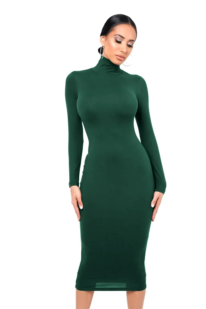 Top Trends: Women Fashion Turtleneck Dresses Autumn Winter Thickened Sexy Slim Wrap Hip Dress Female Office Everyday Wear Evening Party Gown Shoppable Styles