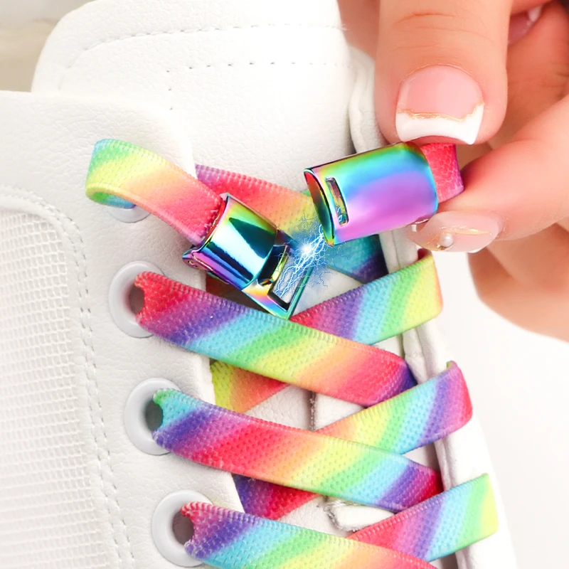 Top Trends: Rainbow Magnetic Lock Shoelaces Elastic Sneaker Laces Adults Kids 8MM Wide Flats Rubber No Tie Shoe Laces Shoe Accessories Shoppable Styles