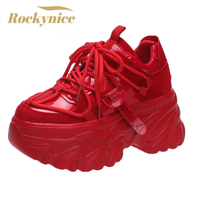 Top Trends: Fashion 8CM High Platform Sneakers Women Thick Sole Non Slip Sports Dad Shoes Woman Korea PU Leather Chunky Sneakers 2023 Spring Shoppable Styles