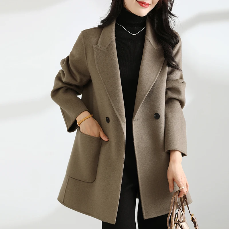 Top Trends: Autumn And Winter New Temperament Double-Sided Cashmere Coat Women&#039;s Short Pocket 100% Pure Wool Coat Shoppable Styles