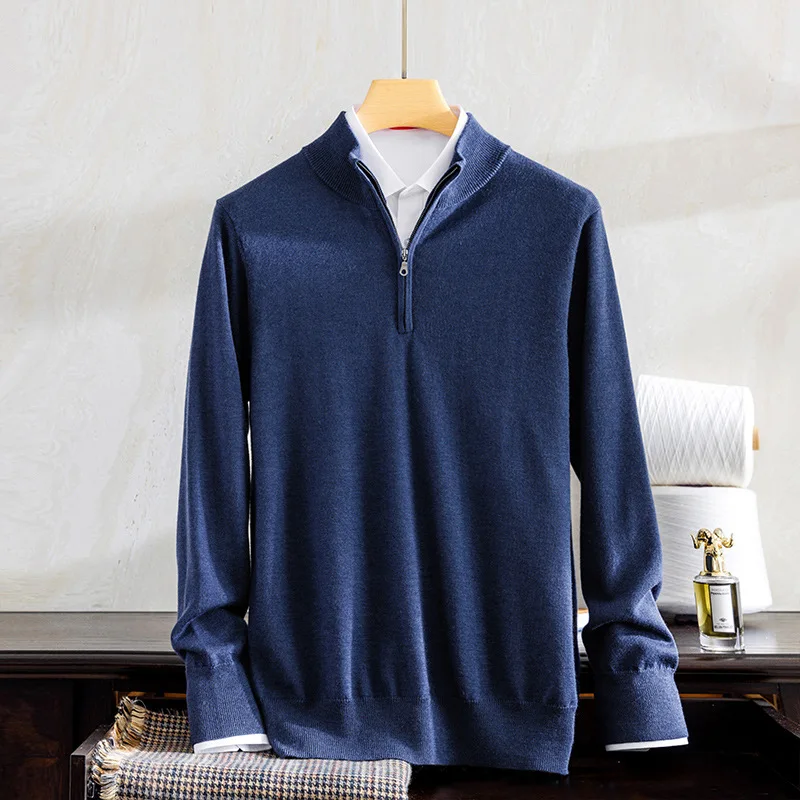 Top Trends: 100% Cotton Sweater Autumn Winter New Men&#039;s Long Sleeve Casual Mock Neck Half Zip Fit Pullover Top 8504 Shoppable Styles