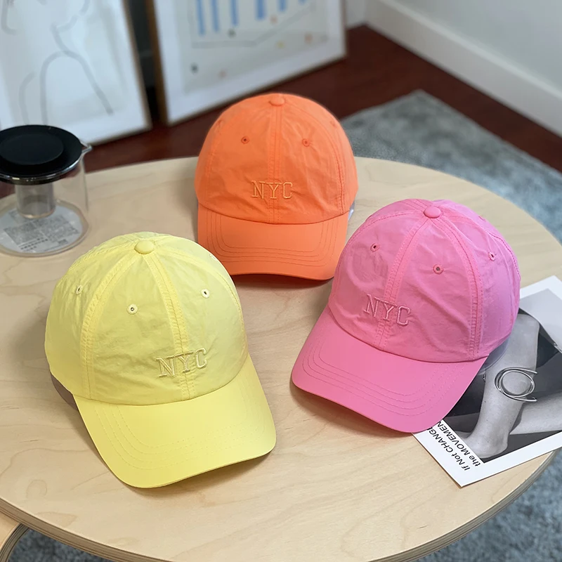 Top Trends: Korean Style Spring And Summer Thin Letters Embroidered Quick-Drying Cloth Baseball Cap For Women Sun-Poof Peaked Cap Trendy Men Shoppable Styles