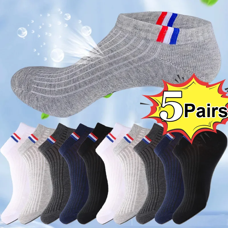 Top Trends: Men Cotton Short Socks Breathable Mesh Man Sport Socks Casual Ankle Sock Spring Summer Thin Black White Non-slip Boat Sox Shoppable Styles