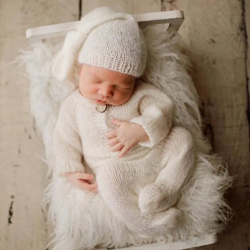 Top Trends: Newborn Photography Props, baby Mohair Footed Romper Outfits With Sleeping Hat For Baby Photography Props Shoppable Styles