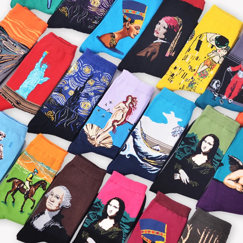 Top Trends: Hot Starry Night Autumn Winter Retro Women Personality Art Van Gogh Mural World Famous Painting Male Socks Oil Funny Happy Socks Shoppable Styles