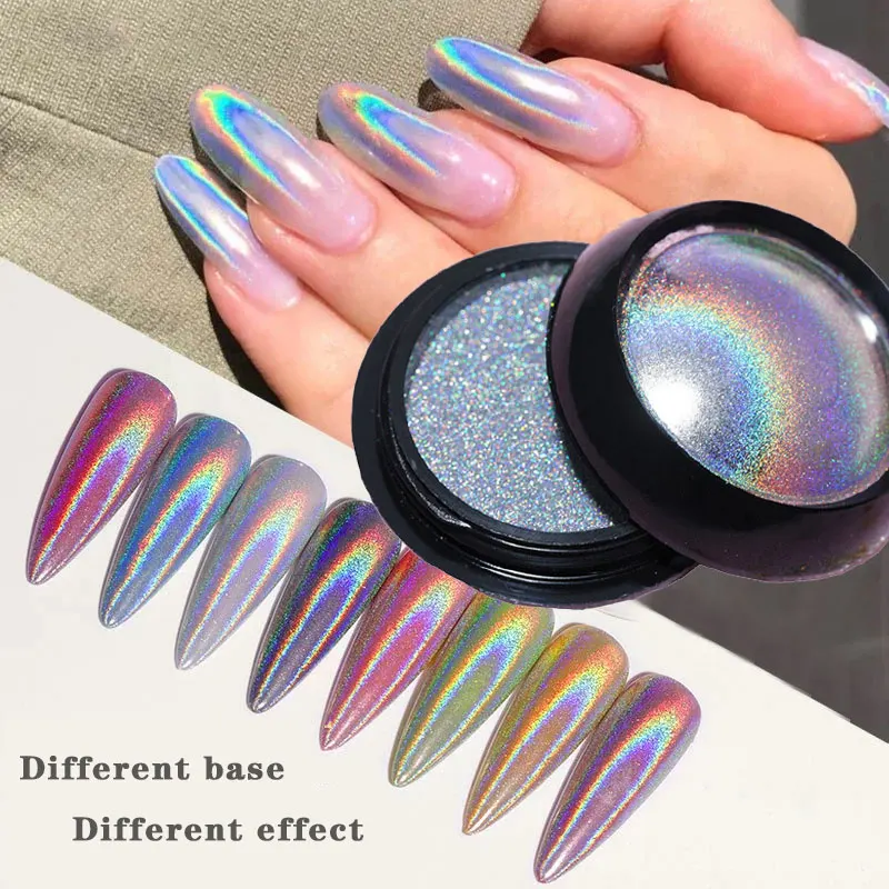 Top Trends: 6 Colors Chrome Laser Nail Powder Holographic Mirror Glitter Pigment Silver / Gold Rub Dust Nail Gel Polish Supplies Chrome Powder Shoppable Styles