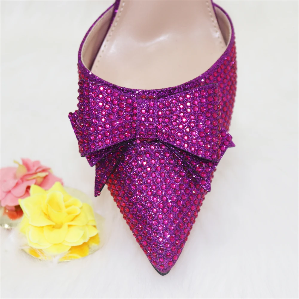 Top Trends: 2023 New Arrivals Special Design Purple Color African Women Shoes And Bag Set Pointed Toe Pumps For Wedding Party Shoppable Styles - Image 4