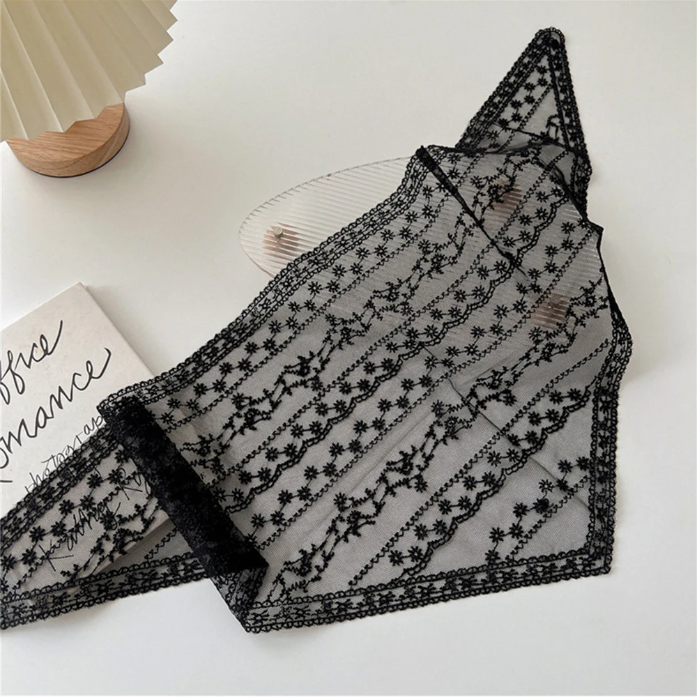 Top Trends: Transparent Lace Hollow Scarf Triangle Head Scarf Ladies Elegant Hair Bands Bandanas Women Girl Bows Neck Scarf Headband Shoppable Styles - Image 4