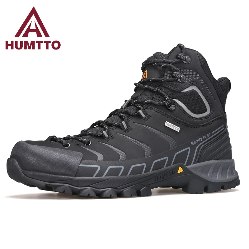 Top Trends: HUMTTO Leather Hiking Boots For Men Luxury Designer Waterproof Outdoor Shoes Climbing Trekking Sneakers Mens Safety Ankle Boots Shoppable Styles