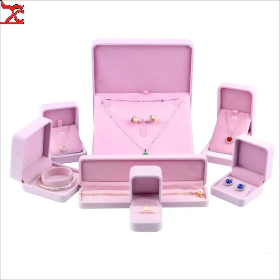 Top Trends: Pink Round Flannelette Jewelry Box Set Box Ring Box Pendant Bracelet Necklace Pearl Necklace Set Packing Box Shoppable Styles