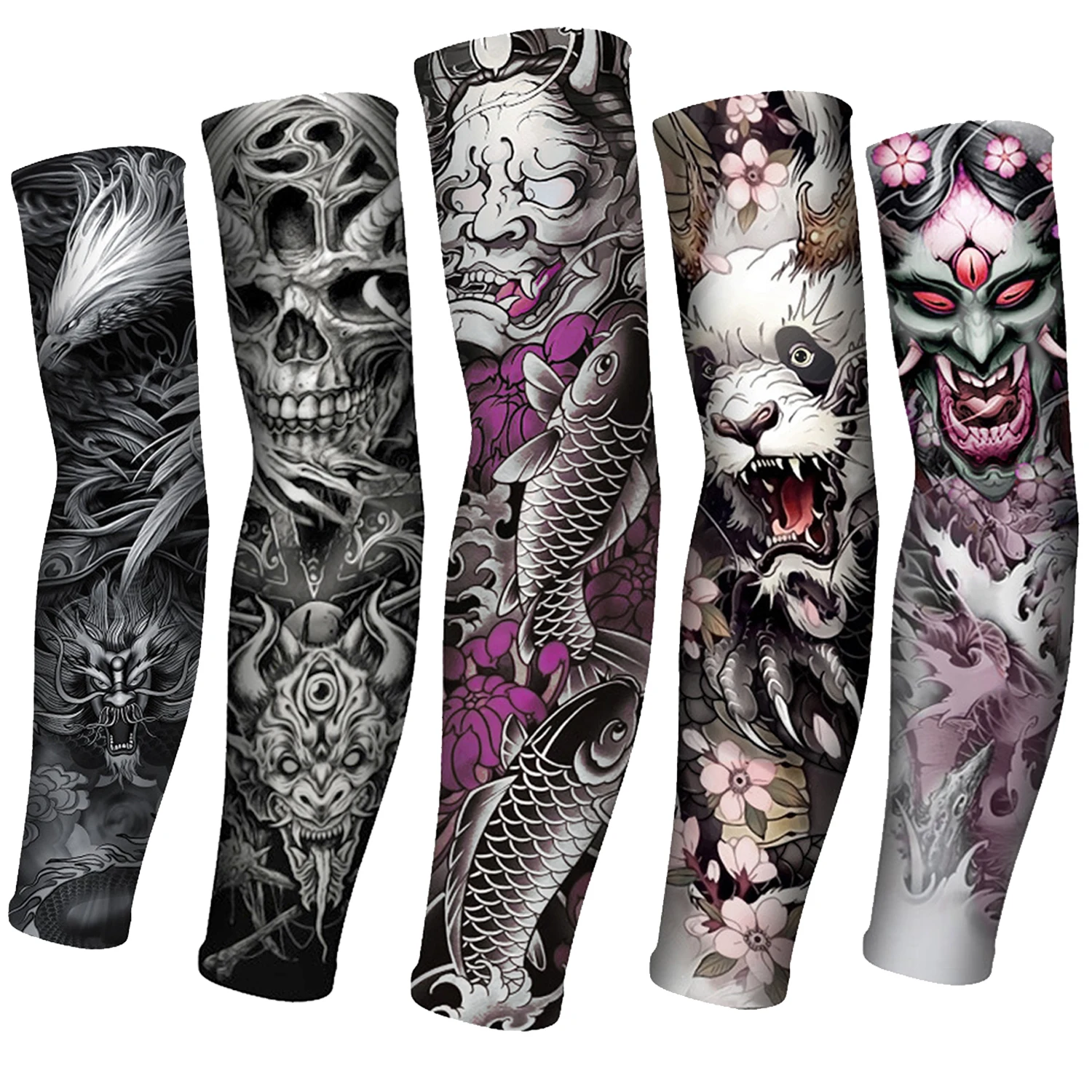 Top Trends: 1 Pair Tattoo Sleeves Men Long Summer Seamless Armguard Sun Protection Cover Outdoor Gloves Driving Ice Silk Women Arm Sleeves Shoppable Styles