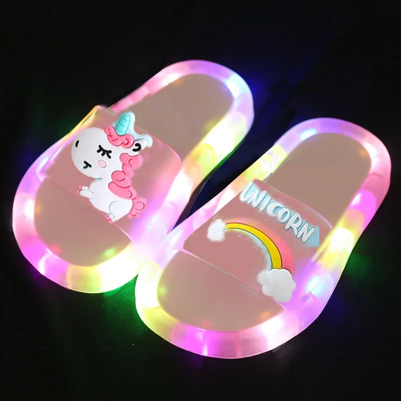 Top Trends: Cartoon Unicorn Animals Luminescence Shoes Children’s Boys Girls Slippers Lighted Fashion Cute Shoes Toddler Slippers For Kids Shoppable Styles