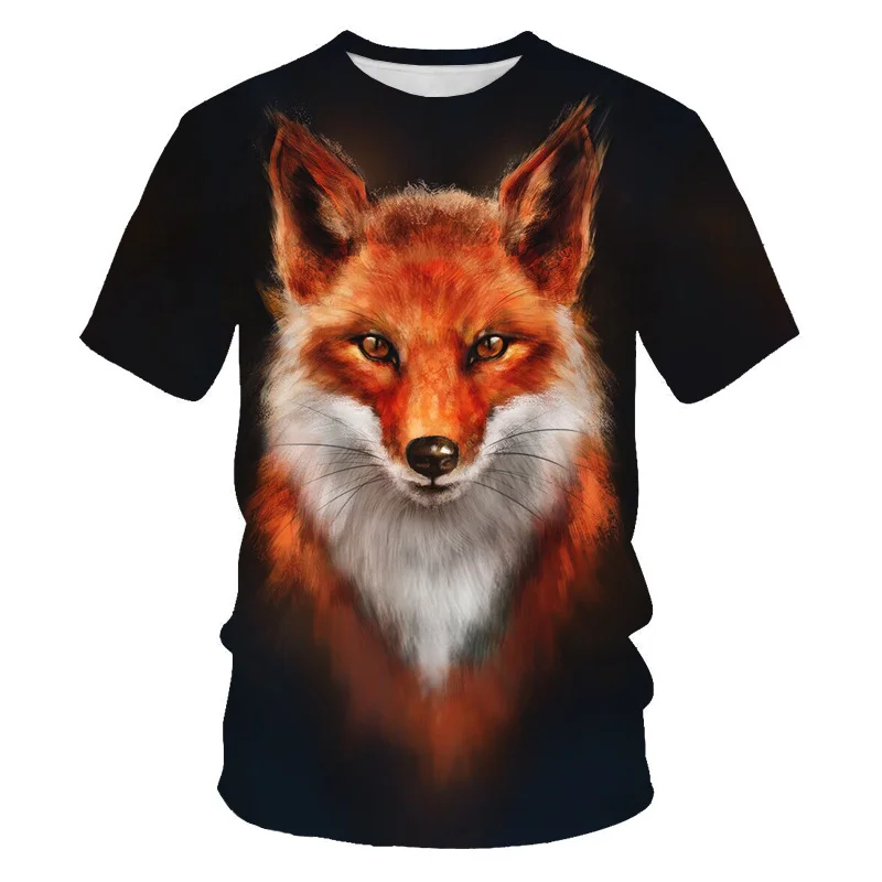 Top Trends: New Tide Summer Fashion Fox Picture T-shirts Casual Print Tees Hip Hop Personality Round Neck Short Sleev Tops Shoppable Styles