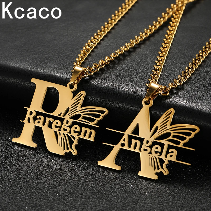 Top Trends: Customized Monogram Name Butterfly Flower Necklace Pendant Gold Color Stainless Steel Chain Jewelry For Women Birthday Gifts Shoppable Styles