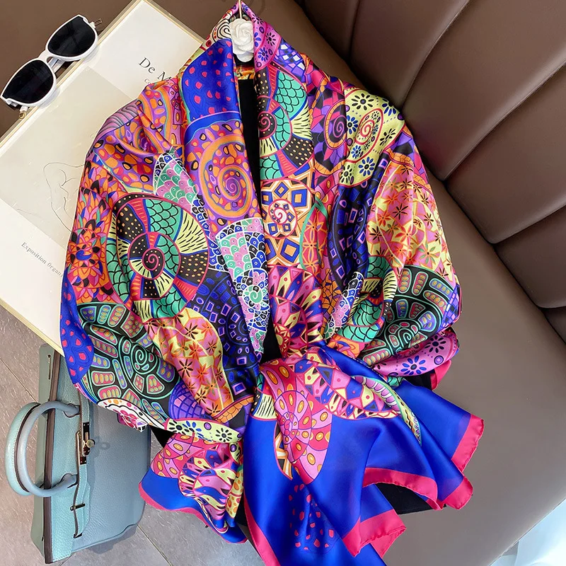 Top Trends: Heavy Silk Scarf Women Handmade Female Stitching Spring And Autumn Wild Large Bandana Square Scarfs Shawl Dual-use 2023 New Shoppable Styles