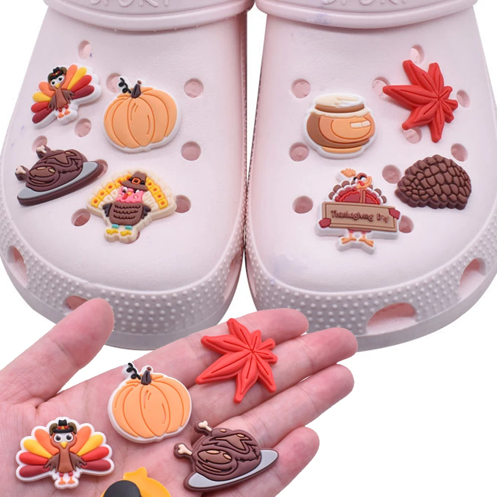 Top Trends: Hot Sale 1pcs PVC Thanksgiving Day Accessories For Crocs Charms Women Sandals Buckle Kids Pins Shoes Decoration Jeans X-mas Gift Shoppable Styles